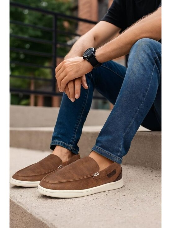 ?Men\'s Brown Canvas Slip-On Comfortable Low Top Lightweight Fashion shoes main image 4
